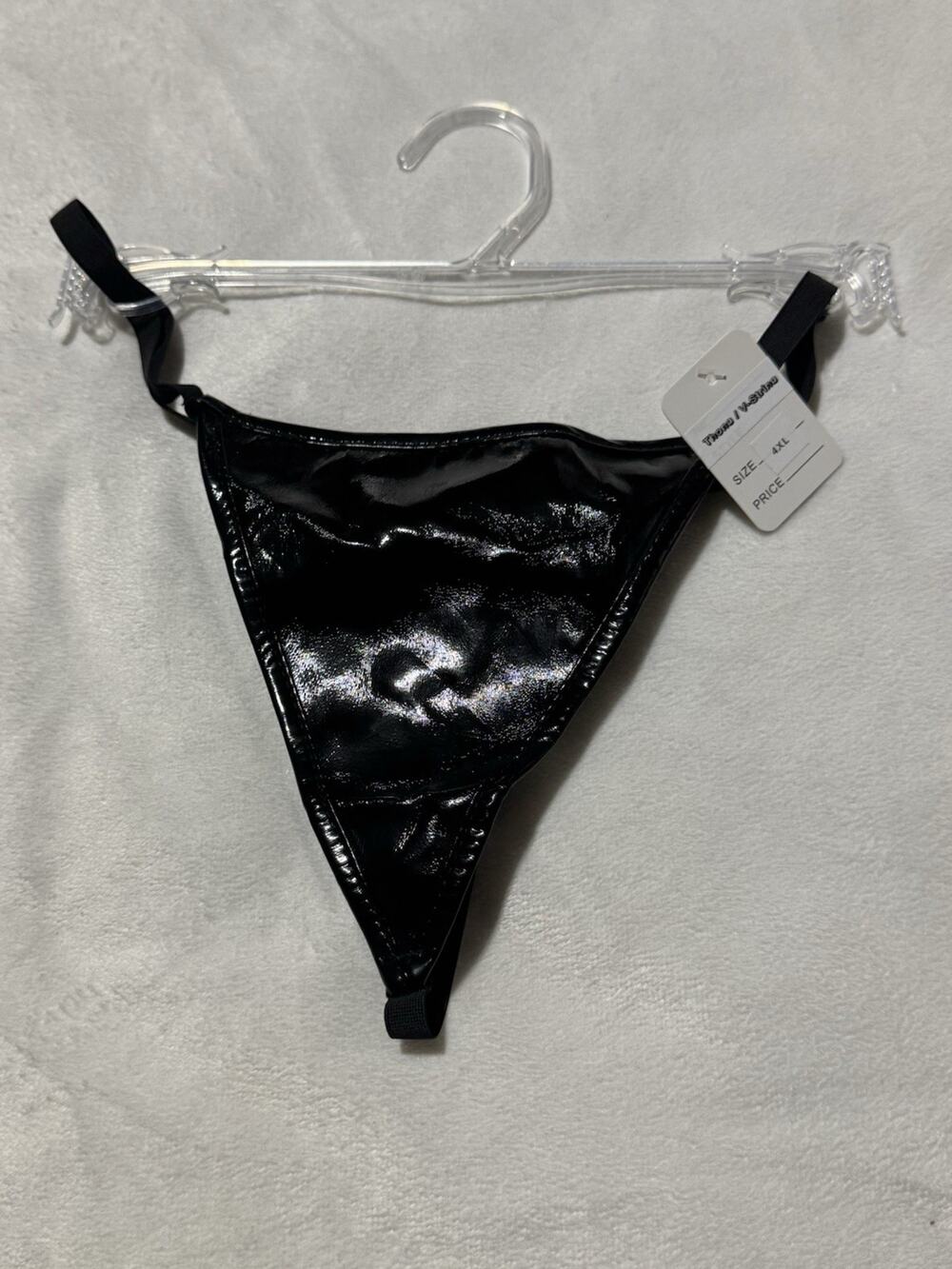New Women's Black Faux Leather G-String Thong – Shiny Patent Lingerie XS 4XL 6XL